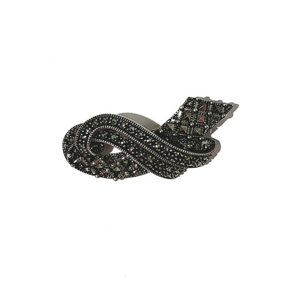 Judith Jack Sterling Silver Marcasite Brooch Pin - Picture 3 of 11
